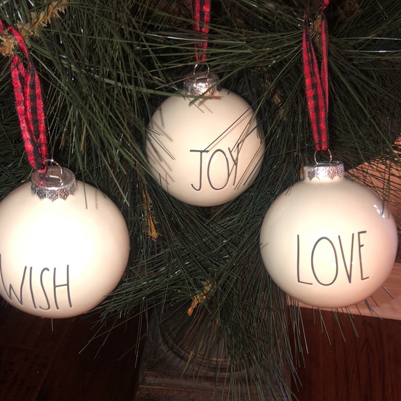 RAE DUNN "Love, Joy & Wish" Set of 3 Ornaments - Picture 1 of 7